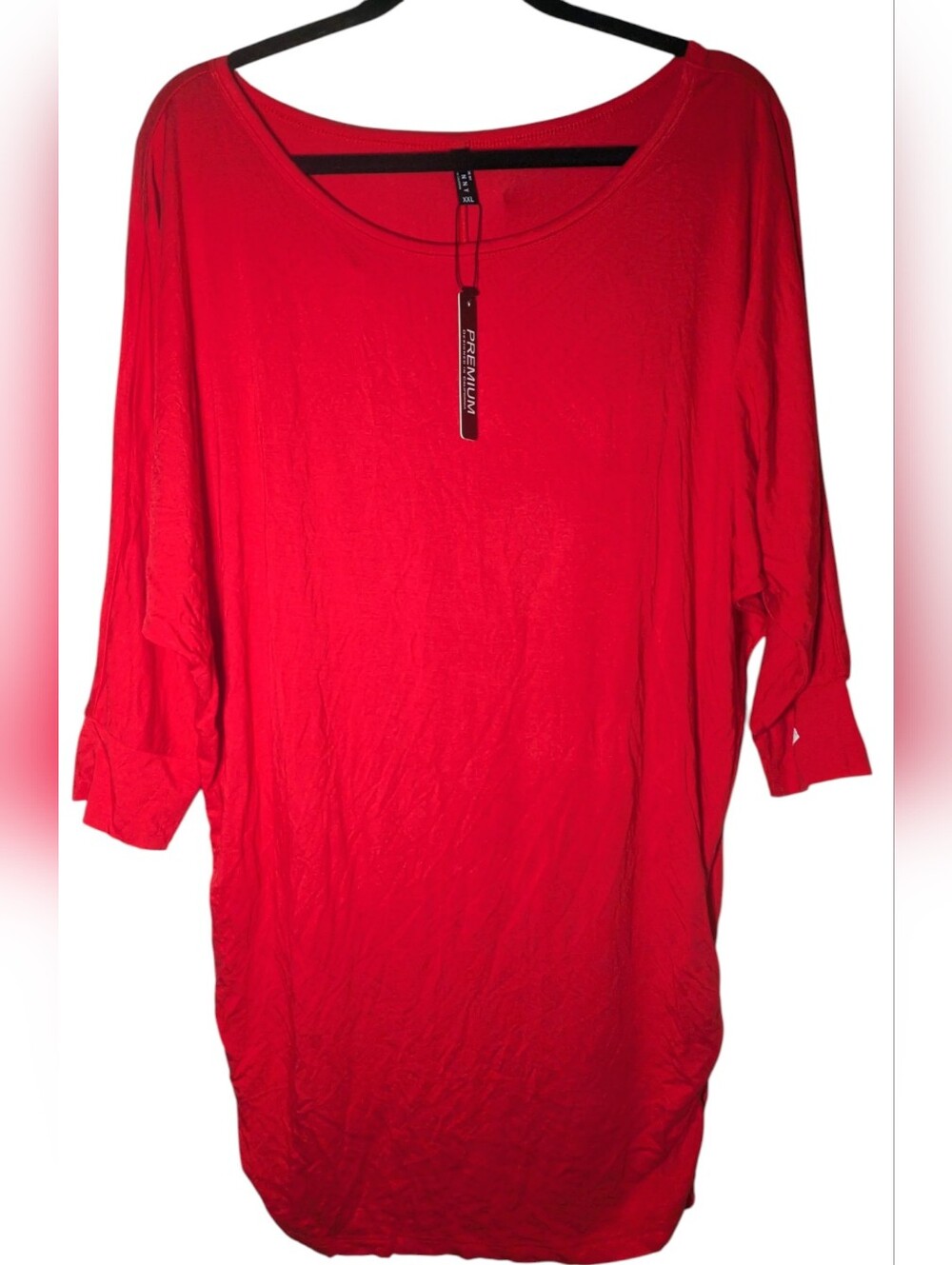 Made By Johnny Red 3/4 Dolman Sleeve Side Ruched Premium Tunic Top XXL NWT